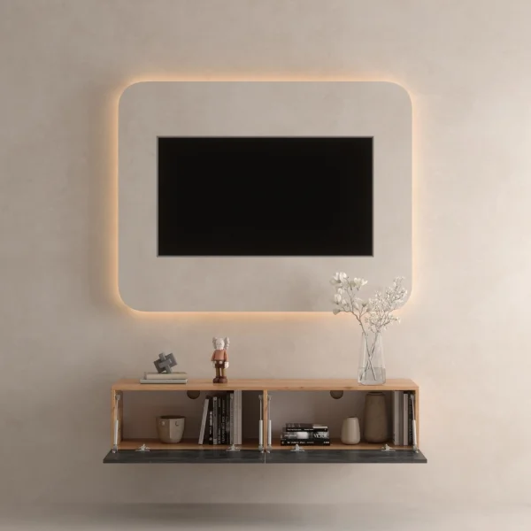 Mueble para televisión WEST en roble dorado / negro carbón, 140 cm