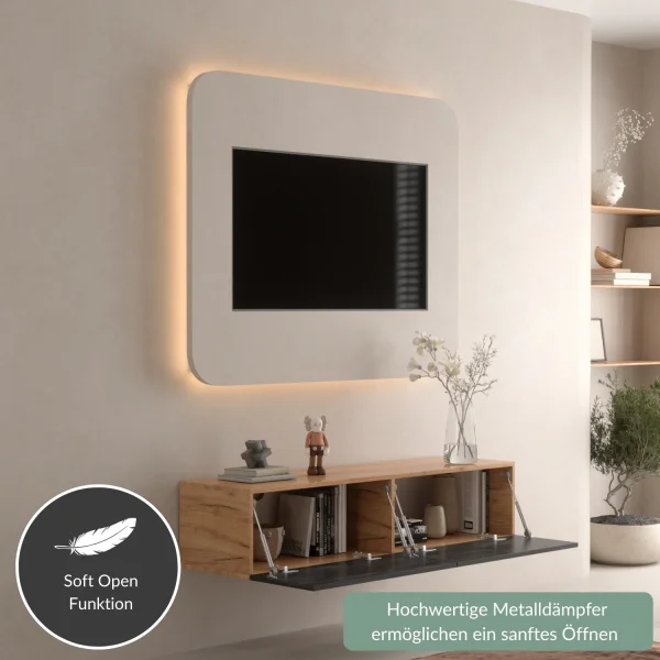 Mueble para televisión WEST en roble dorado / negro carbón, 140 cm