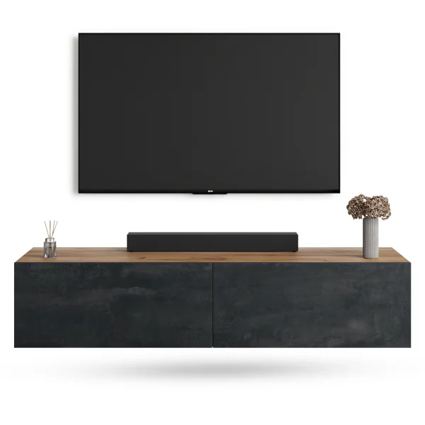 Mueble para televisión WEST en roble dorado / negro carbón, 140 cm