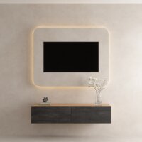 TV Board WEST Gold Eiche / Schwarz Charcoal 140 cm