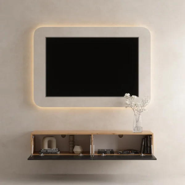 Mueble para TV WEST en roble dorado / negro carbón, 160 cm
