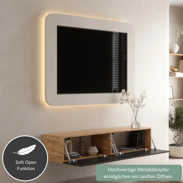 Mueble para TV WEST en roble dorado / negro carbón, 160 cm