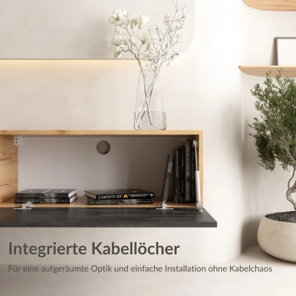 Mueble para TV WEST en roble dorado / negro carbón, 160 cm