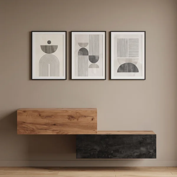 Meuble dentrée avec penderie, 2 armoires suspendues de 100 cm, chêne doré / chêne doré - noir charbon
