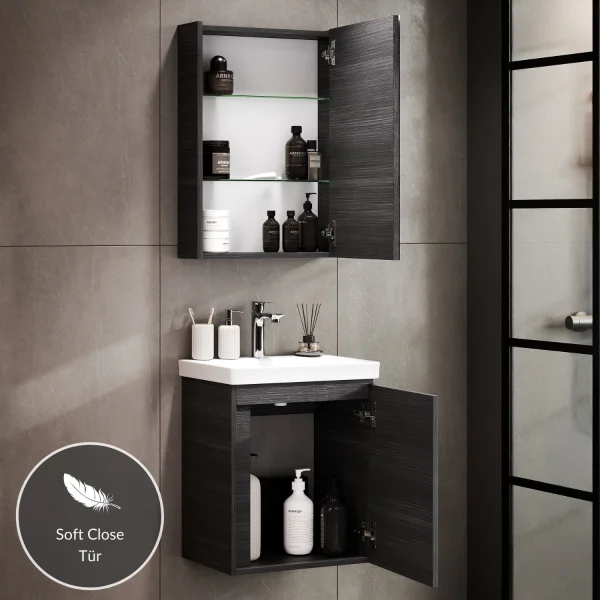 Badmöbel-Set mit Spiegelschrank 50cm (Anthrazit)