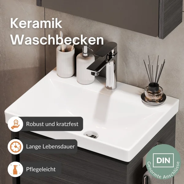 Badmöbel-Set mit Spiegelschrank 50cm (Anthrazit)