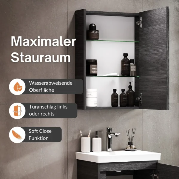 Badmöbel-Set mit Spiegelschrank 50cm (Anthrazit)