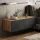 Bedroom nightstand cabinets 2x 100 cm gold oak / black charcoal