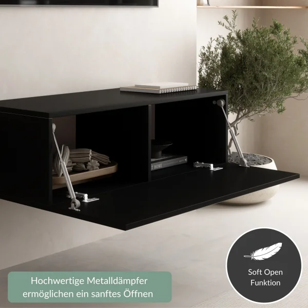 Hallway Furniture Coat Rack Wall Cabinet 140 cm Single Black