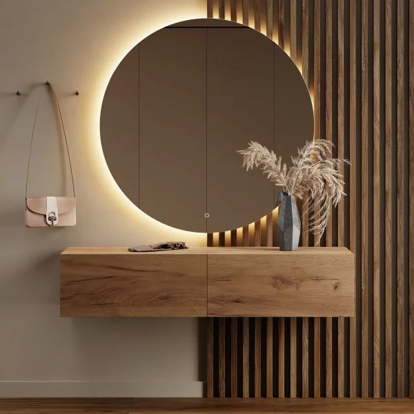 Flur Möbel Garderobe Hängeschrank 140cm einzeln Gold Eiche