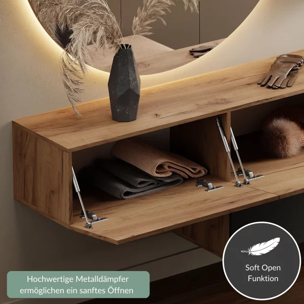 Flur Möbel Garderobe Hängeschrank 140cm einzeln Gold Eiche