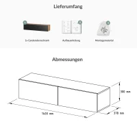 Flur Möbel Garderobe Hängeschrank 140cm einzeln...