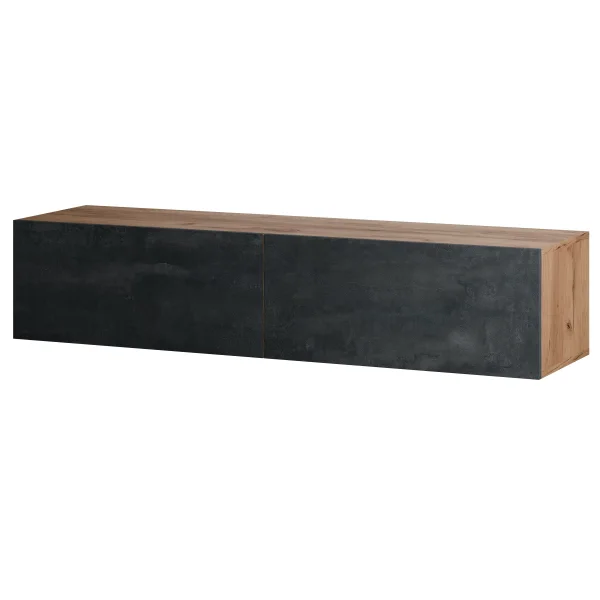 Hallway Furniture Coat Rack Wall Cabinet 140 cm Single Gold Oak / Charcoal Black