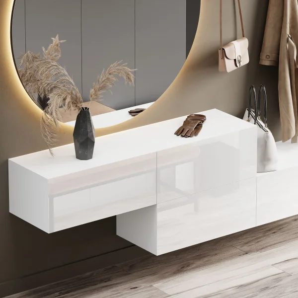 Flur Möbel Garderobe Hängeschrank 140cm doppelt weiß
