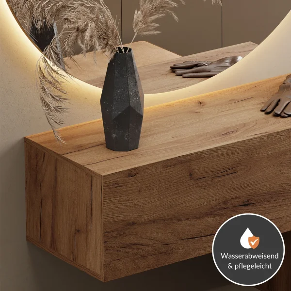 Meuble dentrée, penderie murale 140 cm, double, chêne doré