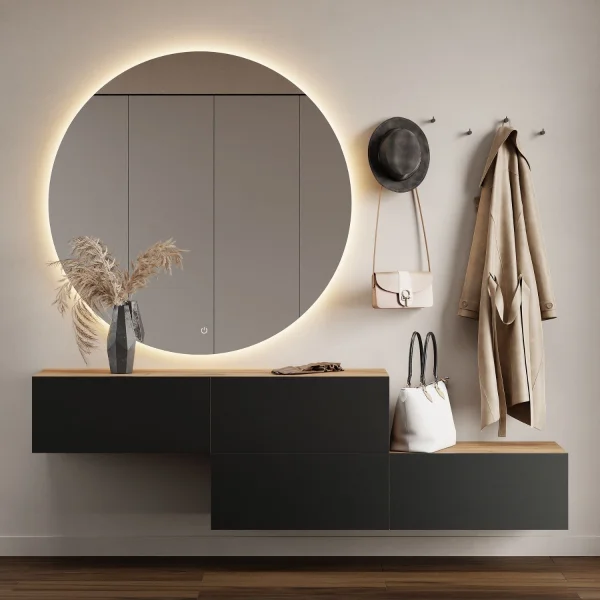 Meuble dentrée, penderie murale 140 cm, double, chêne doré / anthracite