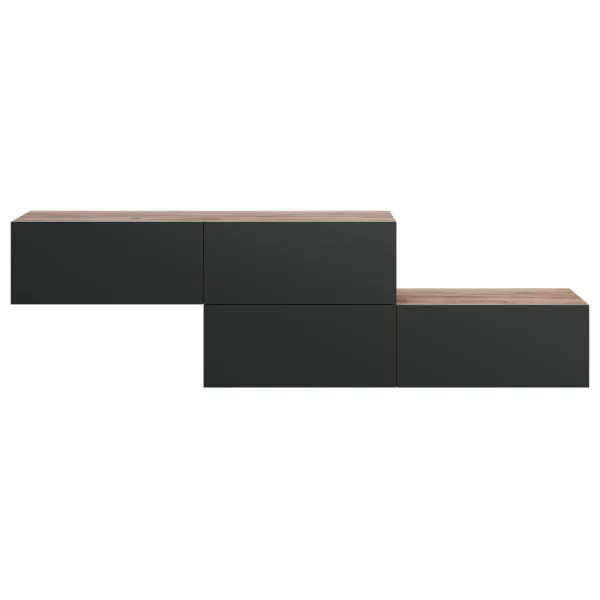 Meuble dentrée, penderie murale 140 cm, double, chêne doré / anthracite