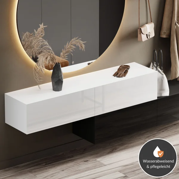 Mobili per corridoio - Appendiabiti - Armadio sospeso 140 cm doppio - Nero/bianco