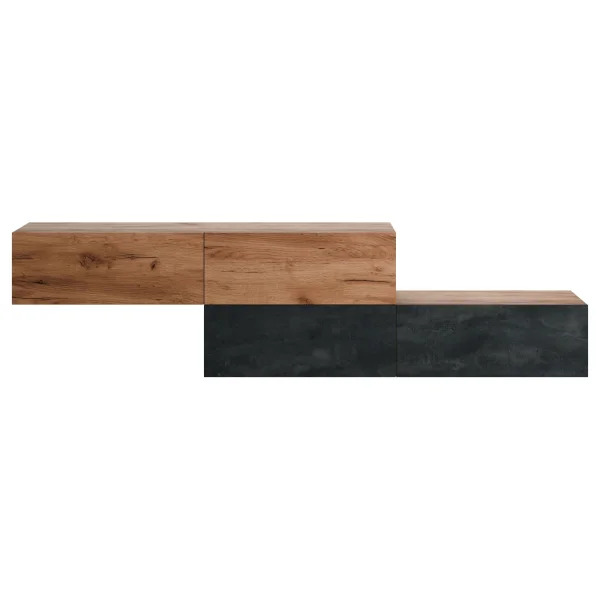 Mobili per lingresso - Appendiabiti a muro doppio da 140 cm, rovere dorato / nero carbone - rovere dorato