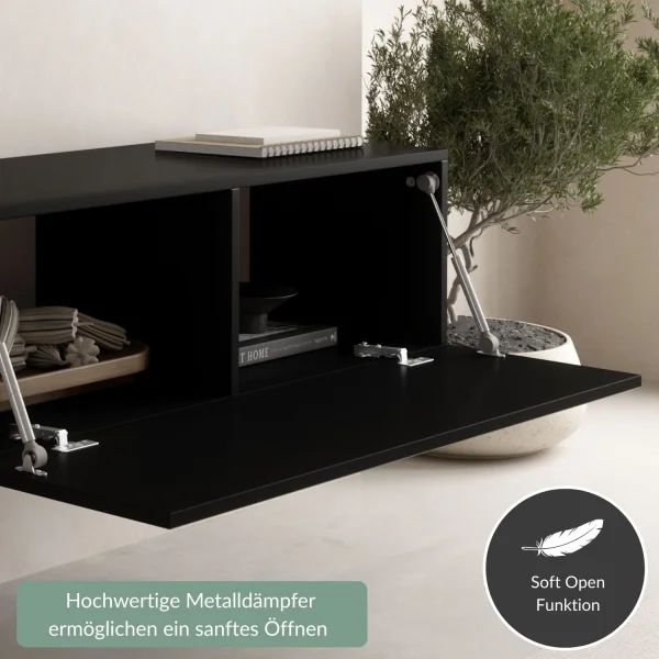 Hallway Furniture Coat Rack Wall Cabinet 160 cm Single Black