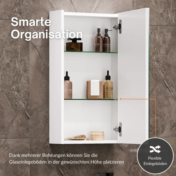 Badmöbel Set mit Waschtisch inkl. Waschbecken und Spiegelschrank 40 cm, weiß