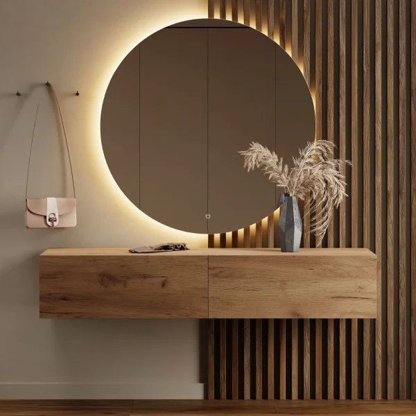 Hallway Furniture: 160 cm Single Wall-Mounted Coat Rack in Gold Oak