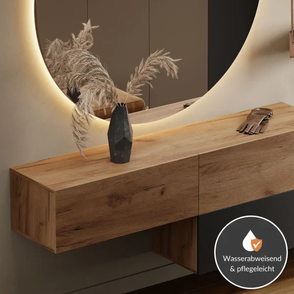Hallway Furniture: 160 cm Single Wall-Mounted Coat Rack in Gold Oak