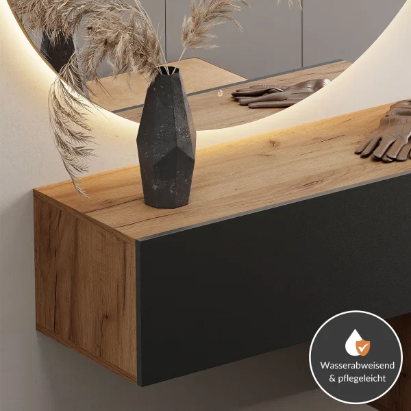 Flur Möbel Garderobe Hängeschrank 160cm einzeln Gold Eiche / Anthrazit