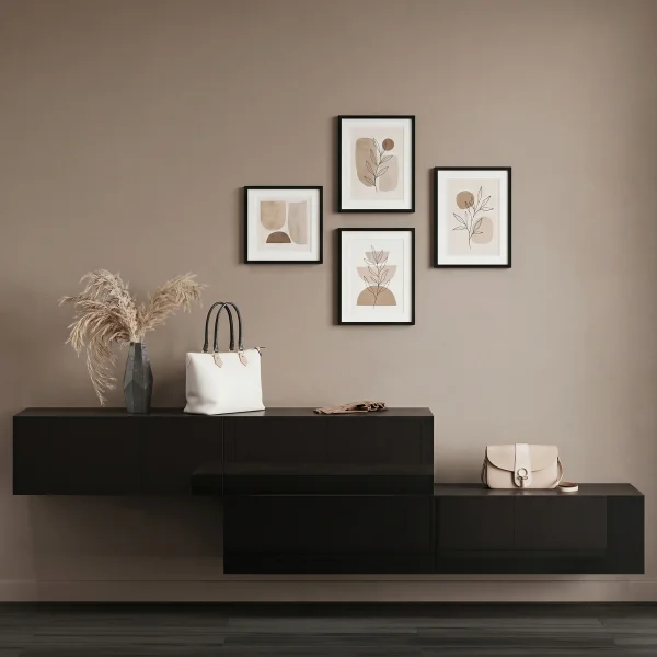 Hallway Furniture Coat Rack Wall Cabinet 160 cm Double Black