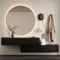 Meuble dentrée, penderie murale double, 160 cm, noir