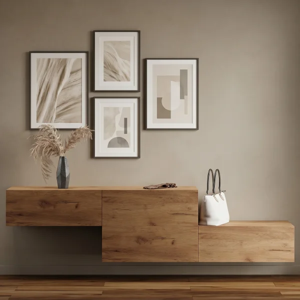 Meuble dentrée, penderie murale 160 cm, double, chêne doré