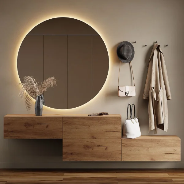 Meuble dentrée, penderie murale 160 cm, double, chêne doré
