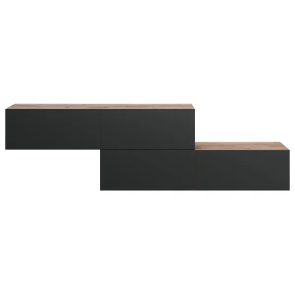 Mueble de pasillo, armario de pared doble de 160 cm, roble dorado / antracita