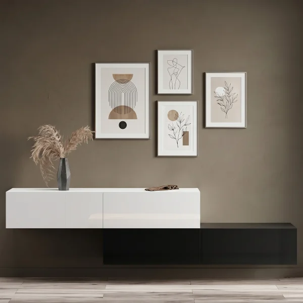 Mobili per corridoio - Appendiabiti - Armadio sospeso 160 cm doppio - Nero/bianco