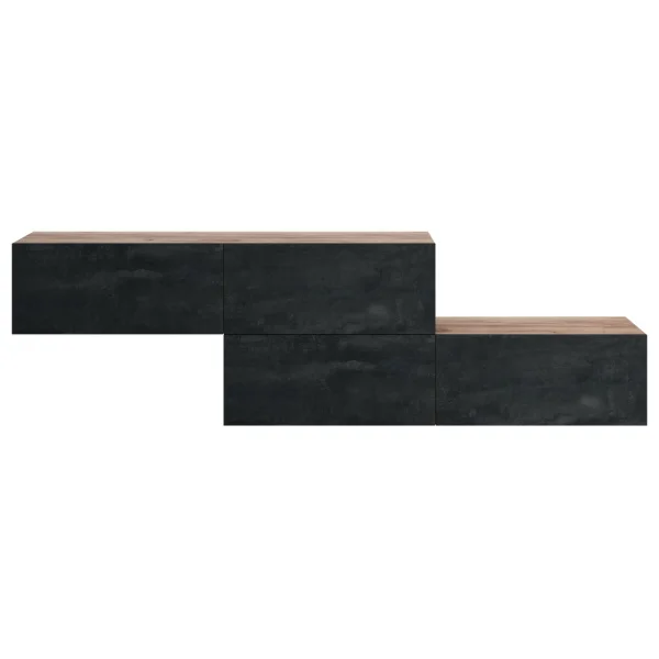 Flur Möbel Garderobe Hängeschrank 160cm doppelt Gold Eiche / Schwarz Charcoal