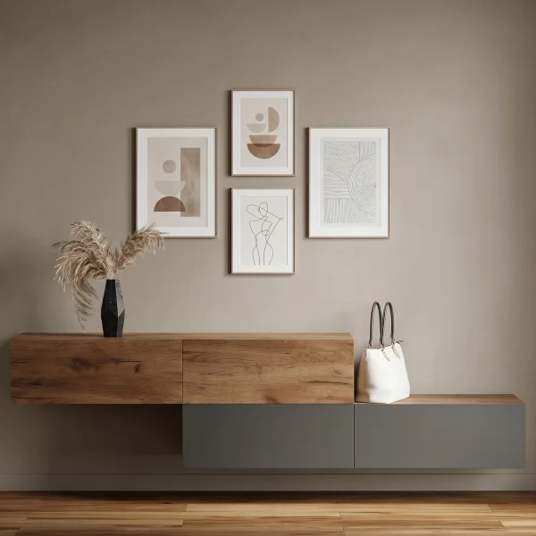 Mobili per lingresso - Appendiabiti a muro doppio da 160 cm, rovere dorato / antracite - rovere dorato