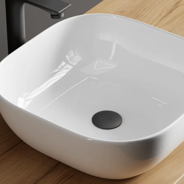 Countertop washbasin 42 cm high gloss white
