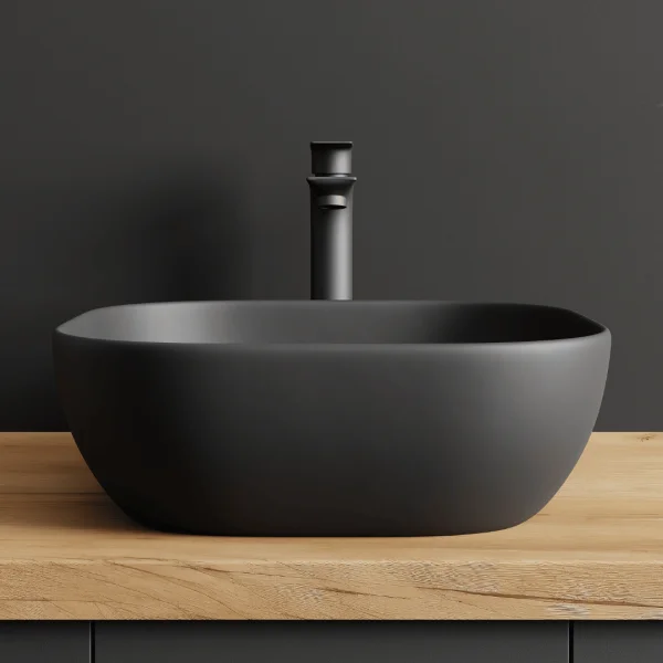 Grifo monomando para lavabo – negro, 29 cm de altura