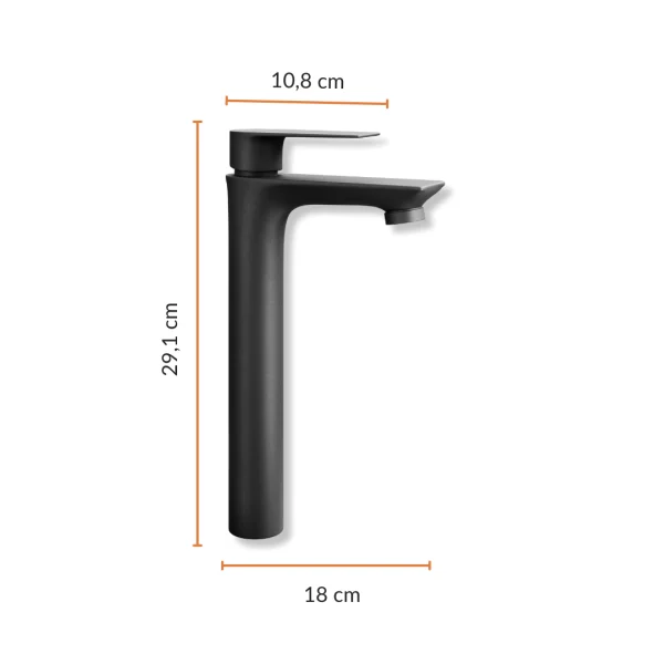 Grifo monomando para lavabo – negro, 29 cm de altura