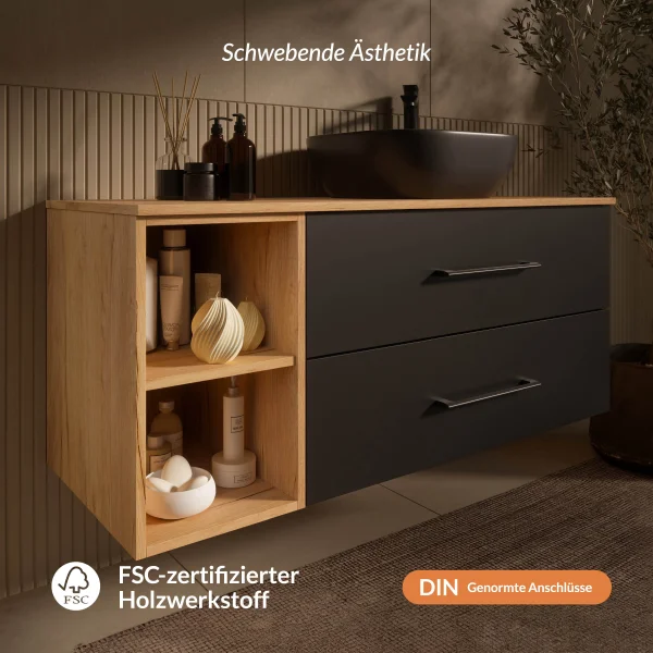 Bathroom Furniture: Vanity Cabinet, Sink 70, 90, 100, 120 cm, Oak, Anthracite