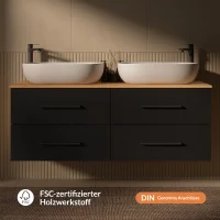 Meuble sous-lavabo LUX 140 cm, chêne doré /...