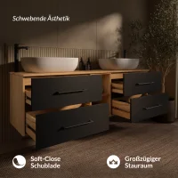 Meuble sous-lavabo LUX 170 cm, chêne doré /...