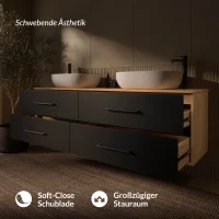 Mueble de lavabo LUX de 180 cm en roble dorado /...