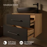 Mueble bajo para lavabo LUX de 70 cm, roble dorado /...
