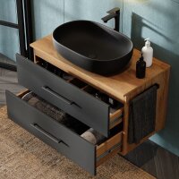 Waschtischunterschrank LUX 90 cm Gold Eiche / Anthrazit...