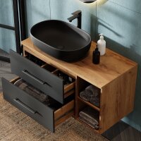 Waschtischunterschrank LUX 100 cm Gold Eiche / Anthrazit...