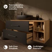 Meuble sous-lavabo LUX 120 cm, chêne doré /...