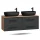 LUX 140 cm Vanity Cabinet in Gold Oak / Anthracite with 2 Black Sinks