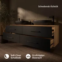 Mueble de lavabo LUX de 180 cm en roble dorado /...