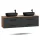 Meuble sous-lavabo LUX 180 cm, chêne doré / anthracite, avec 2 lavabos noirs